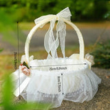 Load image into Gallery viewer, Wedding Flower Girl Basket with Flower Accents