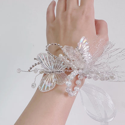Crystal Butterfly Wedding Wrist Corsage