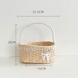 Load image into Gallery viewer, Pearl-Handled Wicker Basket for Flower Girls