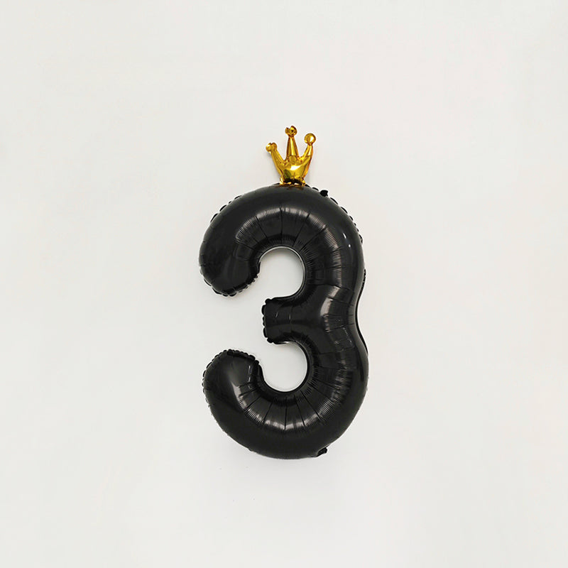 40 Inch Black Number Balloon with Gold Crown