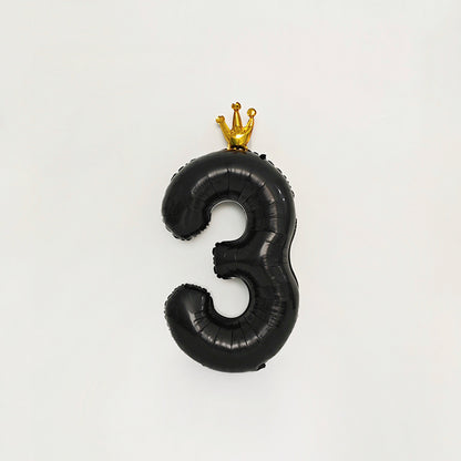 40 Inch Black Number Balloon with Gold Crown