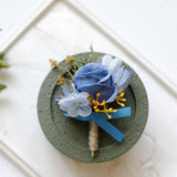 Load image into Gallery viewer, Dusty Blue Rose Boutonnieres for Groomsmen
