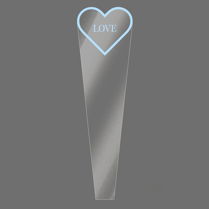 Clear Single Rose Sleeves with Heart Frame Pack 100