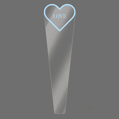 Clear Single Rose Sleeves with Heart Frame Pack 100