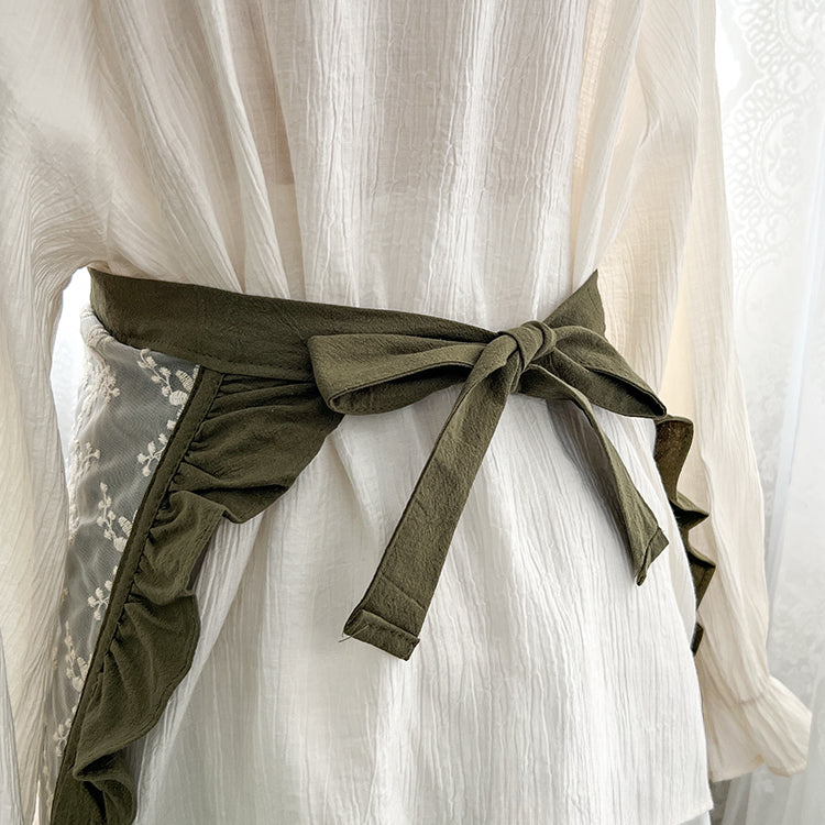 Lightweight Floral Embroidered Cotton Apron