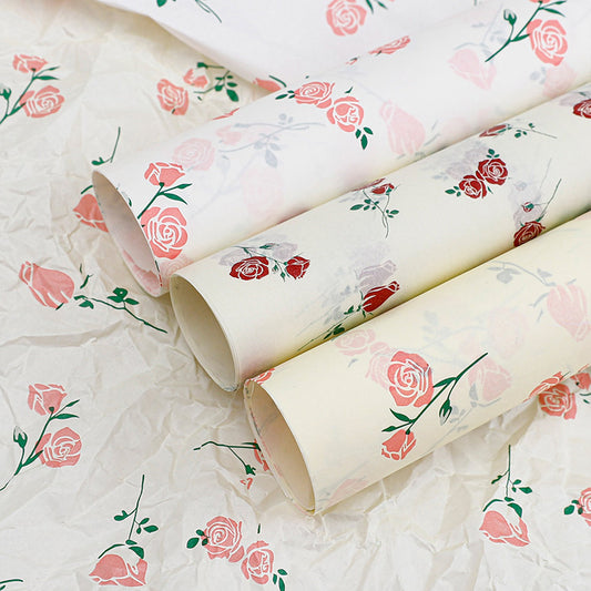 20pcs Rose Pattern Bouquet Wrap Paper (50x70cm)