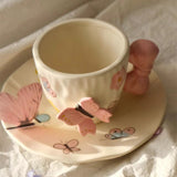 Load image into Gallery viewer, 3D Butterfly Ceramic Mug with Saucer