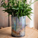 Load image into Gallery viewer, Iridescent Textured Glass Cylinder Vase