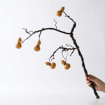 Branche de courge artificielle de 58 cm, spray de fruits dorés