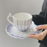 Load image into Gallery viewer, Pearl Shell Ceramic Coffee Mug and Saucer Set