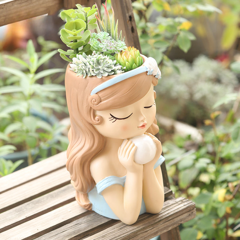 resin succulent planter Fairy Girl Resin Succulent Planter