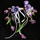 Load image into Gallery viewer, Purple Tulip Horizontal Hand-Tied Bridal Bouquet