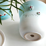 Load image into Gallery viewer, Pastel Blue Apple Motif Ceramic Planter
