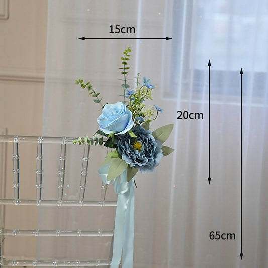 Artificial Rose & Poney Chair Back Flowers