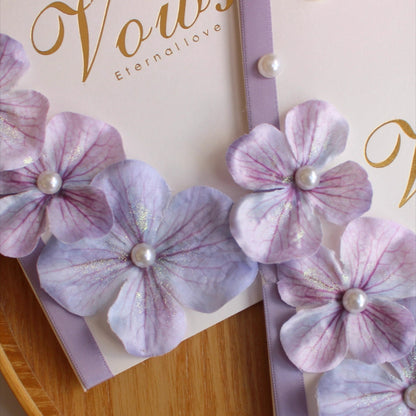Lavender Flower Wedding Vow Cards with Pens (Set of 2)