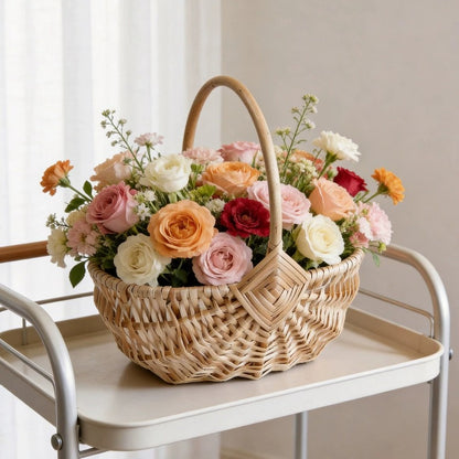 Oval Wicker Flower Basket with Liner Set of 2