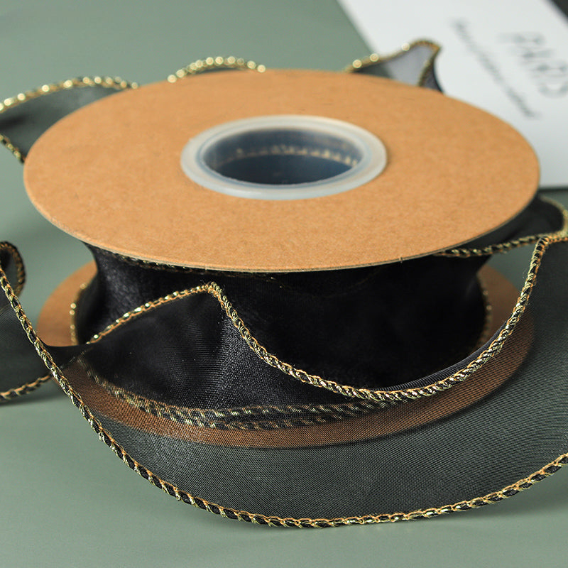 Curling Gold Edge Organza Ribbon (40mmx10Yd)