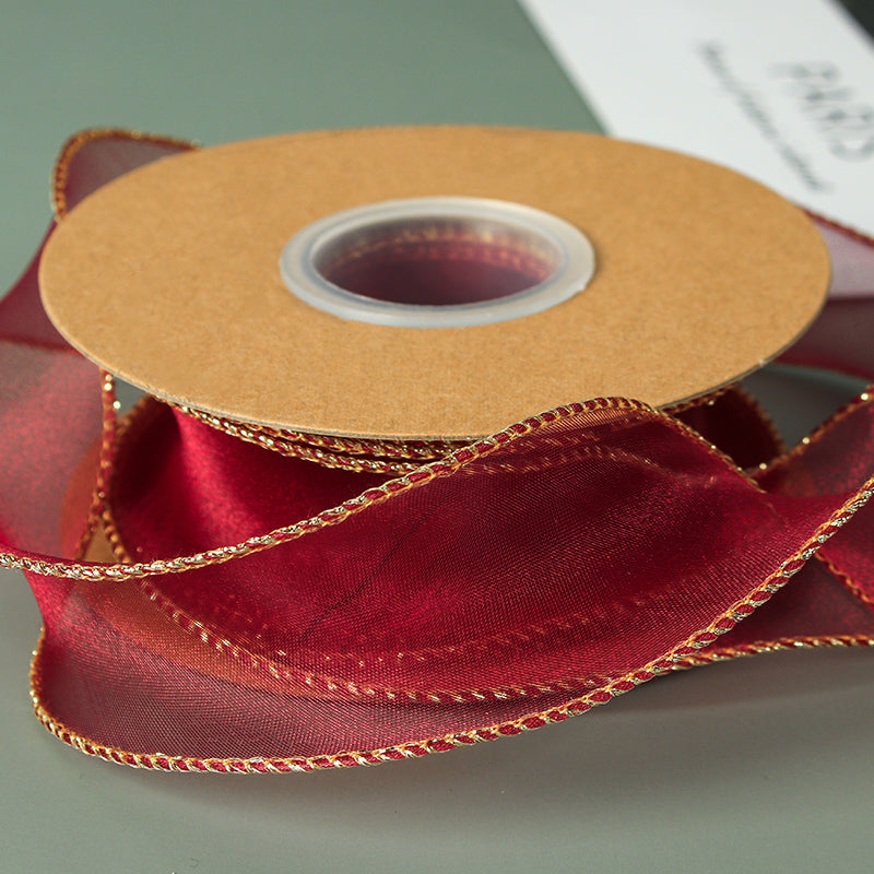Curling Gold Edge Organza Ribbon (40mmx10Yd)