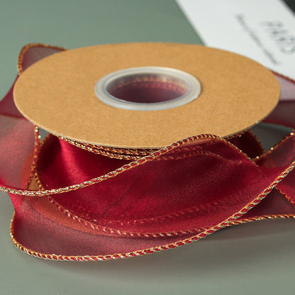 Curling Gold Edge Organza Ribbon (40mmx10Yd)