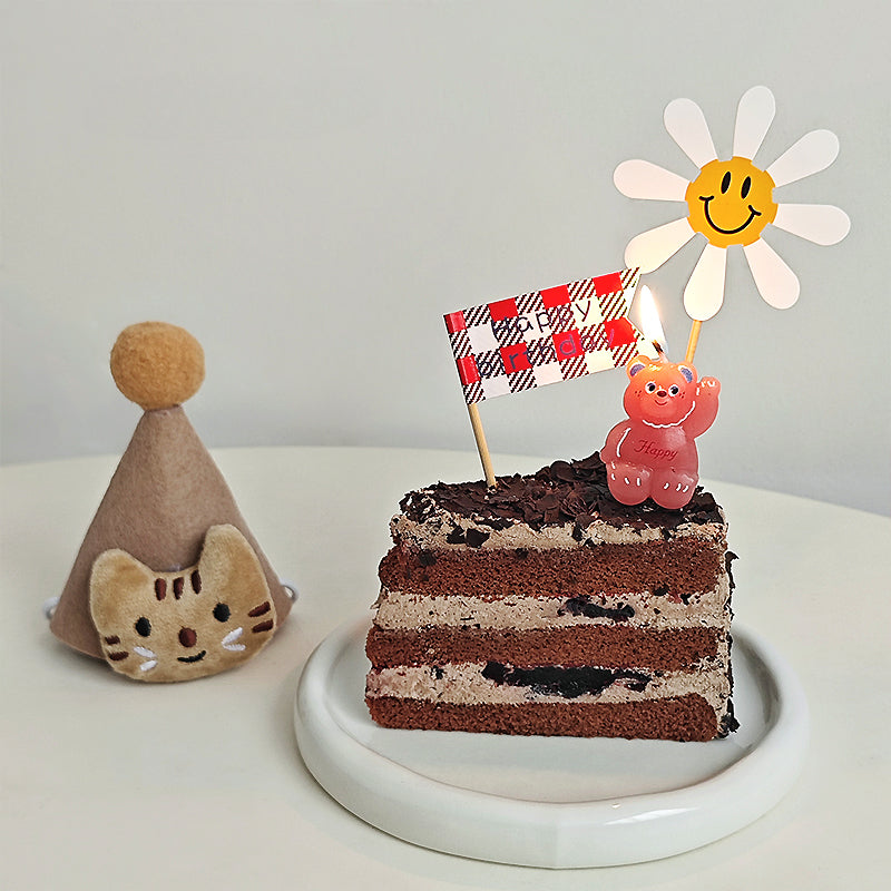 5 bougies d'anniversaire en forme de petit ours rose