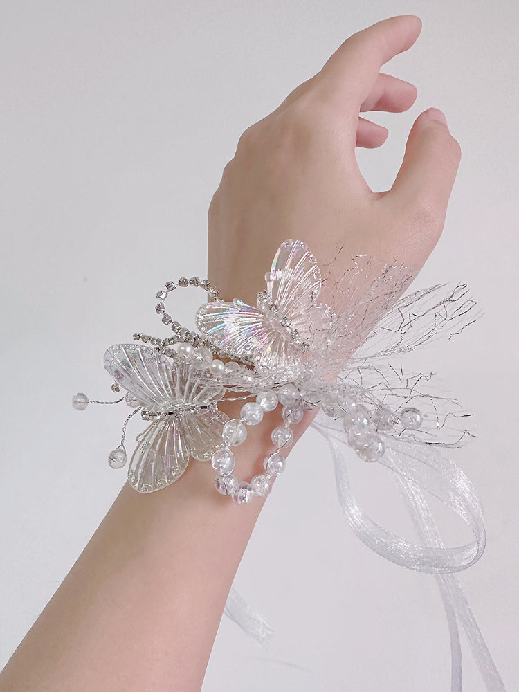 Crystal Butterfly Wedding Wrist Corsage