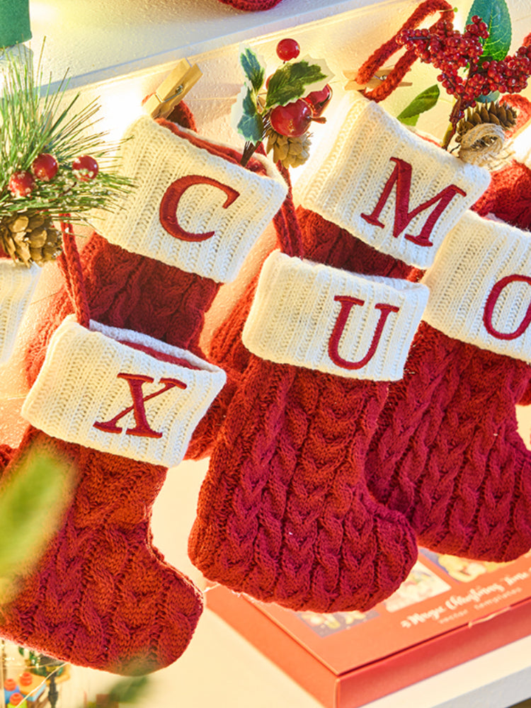 Knitted Christmas Stockings with Initials