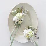 Load image into Gallery viewer, Preserved Green Rose Boutonniere &amp; Wrist Corsage