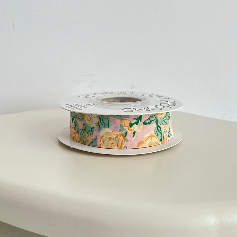 Double Faced Floral Fabric Ribbon (2.5cmx12Yd)