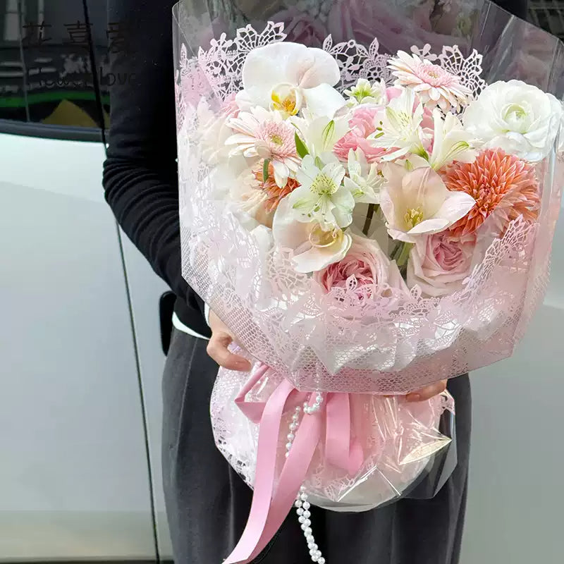 20pcs Lace Print Clear Cellophane Wrap (57x57cm)