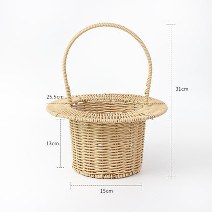 Hat-Shaped Woven Flower Basket