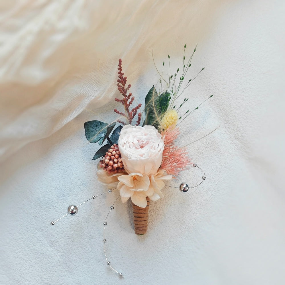 Terracotta Preserved Rose Boutonniere & Wrist Corsage