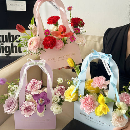 9pcs Solid Color Flower Gift Box with Handle