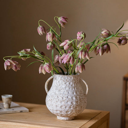 Rustic Textured Ceramic Vase with Handles