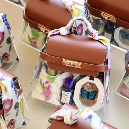 Coffret cadeau en acrylique en forme de sac à main