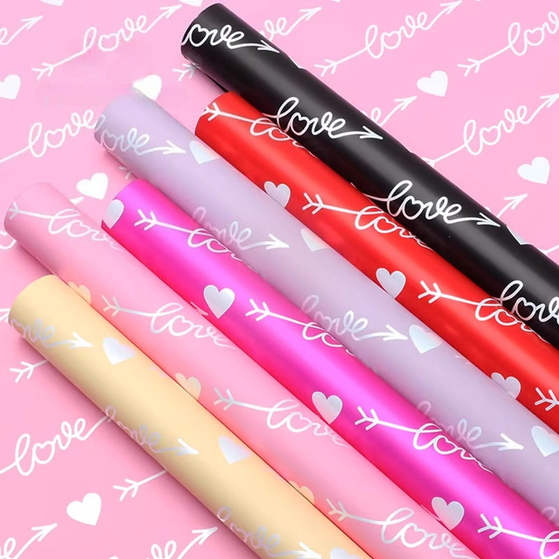 20pcs Heart & Arrow Bouquet Wrap Paper (57x57cm)