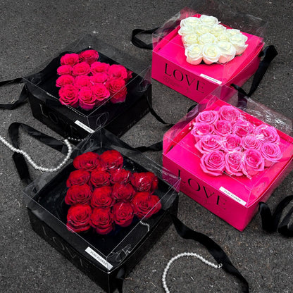 Heart-shaped Hollow Square Flower Box Pack 6