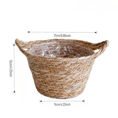 Round Woven Seagrass Flower Basket Set of 3
