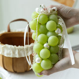 Load image into Gallery viewer, Faux Green Grapes Cluster with Pearls &amp; Ribbon