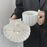 Load image into Gallery viewer, Pearl Shell Ceramic Coffee Mug and Saucer Set