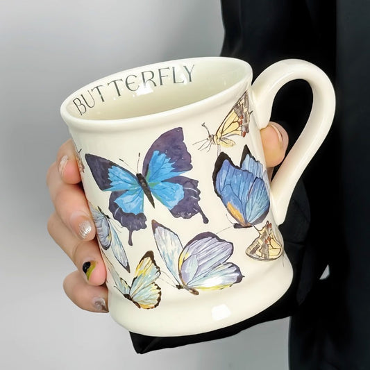 Mug à café en céramique à motif papillon vintage