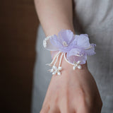 Load image into Gallery viewer, Elegant Lavender Wrist Corsage Boutonniere Set