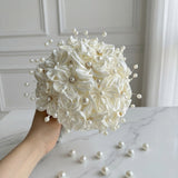 Load image into Gallery viewer, Elegant Cream Satin Floral Bridal Bouquet