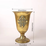 Load image into Gallery viewer, Antique Gold Metal Urn Planter Trumpet Vase