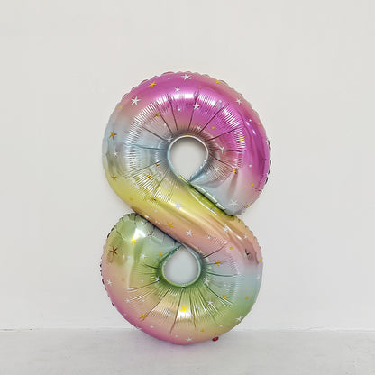 40 Inch Rainbow Star Gradient Number Balloon