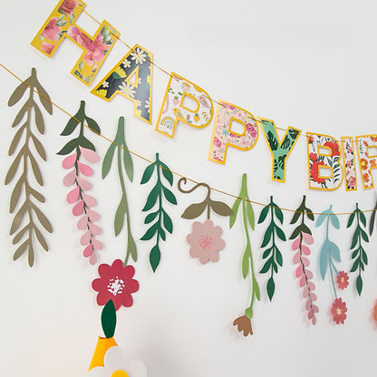 Happy Birthday Banner Flower Garland