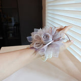Load image into Gallery viewer, Dusty Mauve Tulle Rose Wrist Corsage