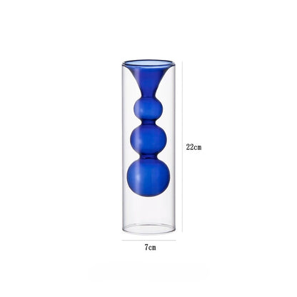 Geometric Double-Walled Glass Bubble Vase