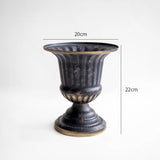 Load image into Gallery viewer, Antique Black Metal Urn Planter Compote Vase
