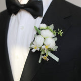 Load image into Gallery viewer, Peony &amp; White Blooms Wedding Boutonniere
