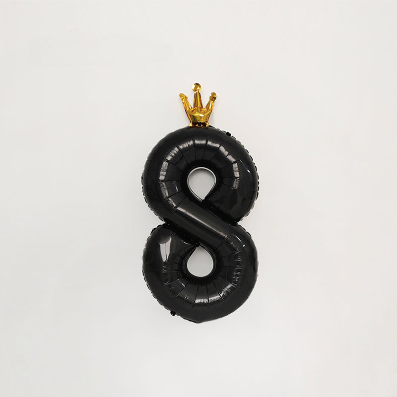 40 Inch Black Number Balloon with Gold Crown